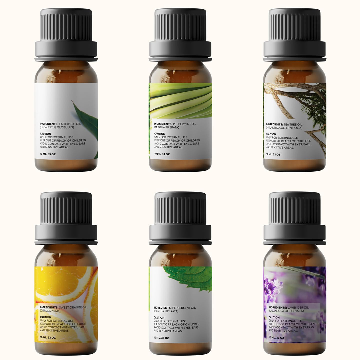 Essential Oils Set by - Top 6 Aromatherapy Oils Gift Set-6 Pack, 10Ml (Eucalyptus, Lavender, Lemongrass, Sweet Orange, Peppermint, Tea Tree)