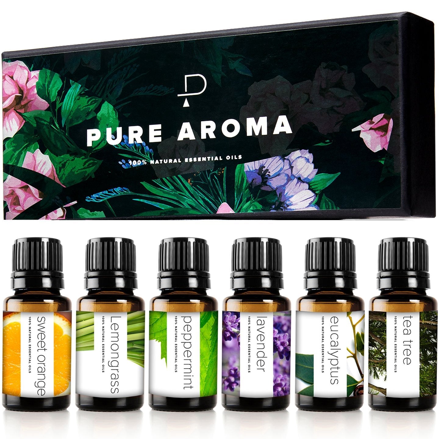 Essential Oils Set by - Top 6 Aromatherapy Oils Gift Set-6 Pack, 10Ml (Eucalyptus, Lavender, Lemongrass, Sweet Orange, Peppermint, Tea Tree)