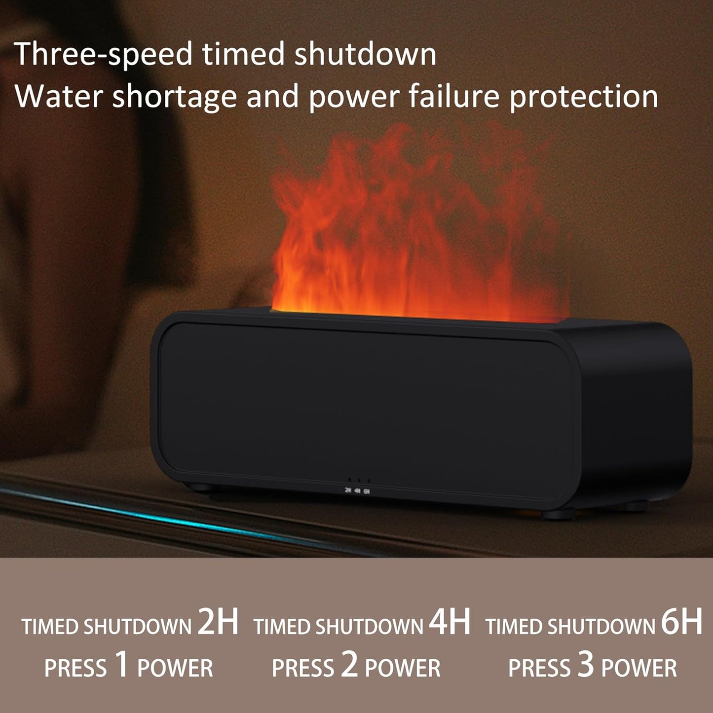 Sound Reactive Flame Air Diffuser Humidifier,7 Colors Aromatherapy Essential Oil Diffuser,Ultrasonic Aroma Humidifier with Timer for Home,Bedroom,Office,Yoga (Black, L)