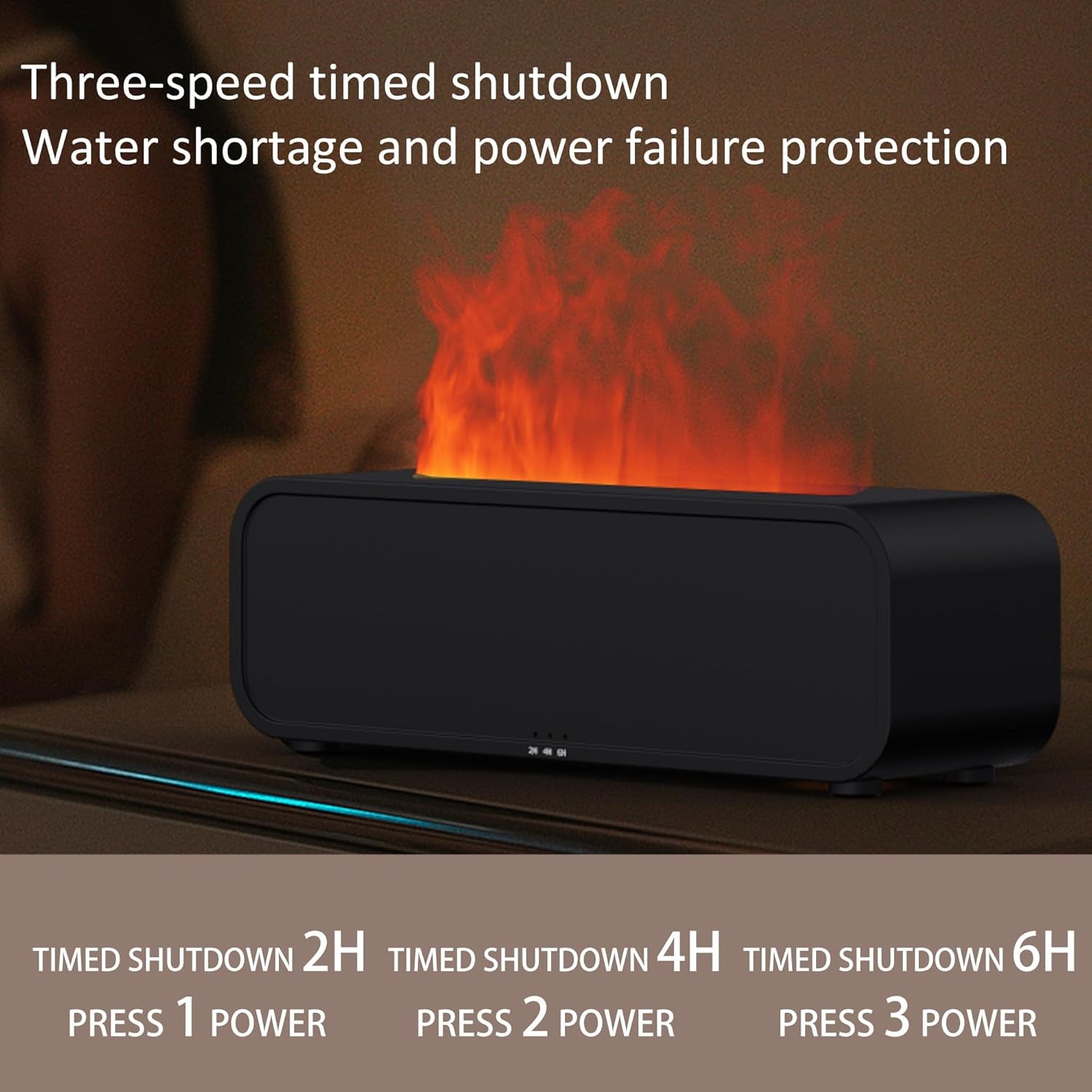 Sound Reactive Flame Air Diffuser Humidifier,7 Colors Aromatherapy Essential Oil Diffuser,Ultrasonic Aroma Humidifier with Timer for Home,Bedroom,Office,Yoga (Black, L)
